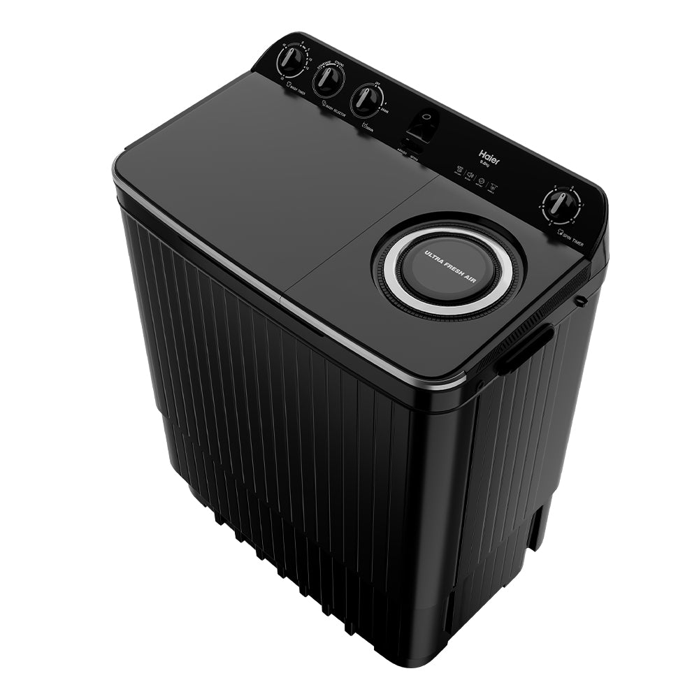 Haier 9 Kg 5 Star Semi Automatic Top Load Washing Machine HTW90-196BBK Black