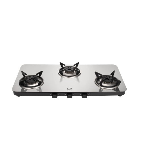 Jyoti Gas Appliances (Label) 330 Robust 3D | 3 Burner Gas Stove | 3Mm Stainless Steel Cooktop | 3D Tornado Brass Burners With Ss Frame Base (330 Robust 3D), Black
