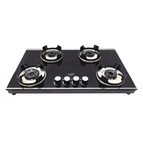 Jyoti 784 Slender Mirror Hobtop | Tornado Brass Burners Suitable for Indian Cooking | Automatic Multi-spark Ignition | 2-in-1 Built-in or Tabletop | Toughened Glass (Auto)