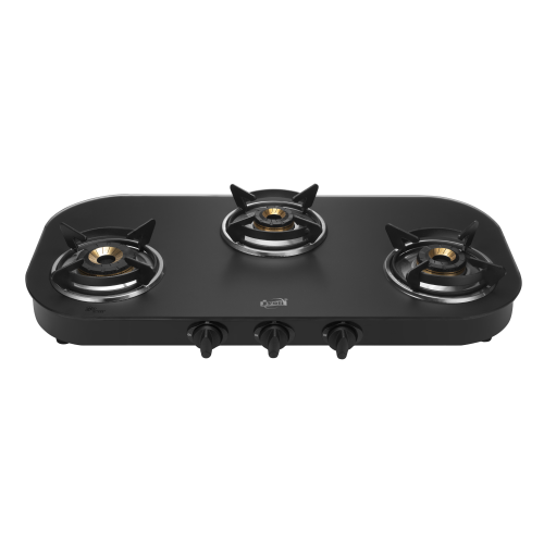 Jyoti 372 Grace Oval Matte – Elegant 4 Burner Gas Stove with Matte Finish Toughened Glass, Forged Brass Burners & Sturdy Stainless Steel Body