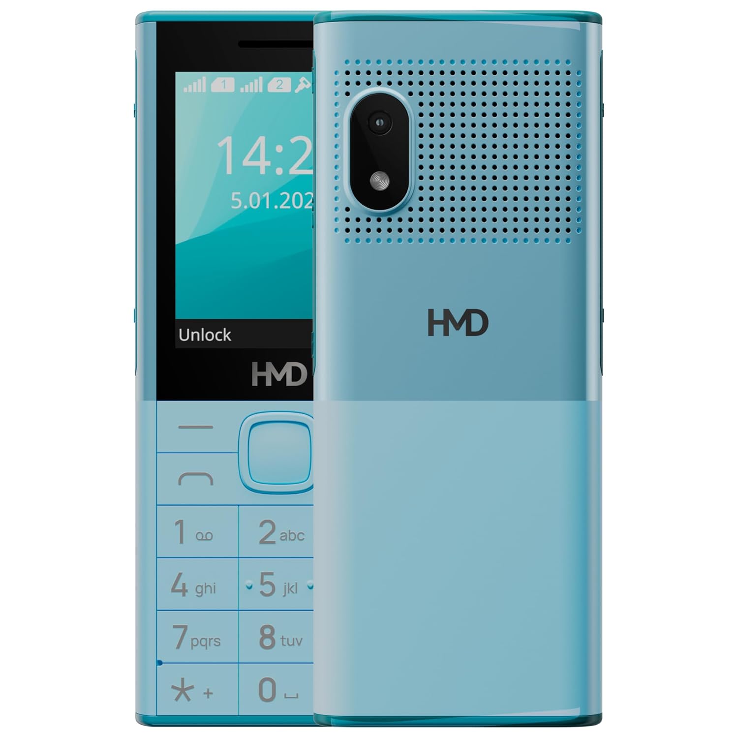 HMD 150 Music | Built-in Powerful Loud Speaker & Dedicated Music Buttons | Music Player and Wireless FM Radio | 2500 mAh Battery & Type C Fast Charger | Built-in UPI App with Scan & Pay
