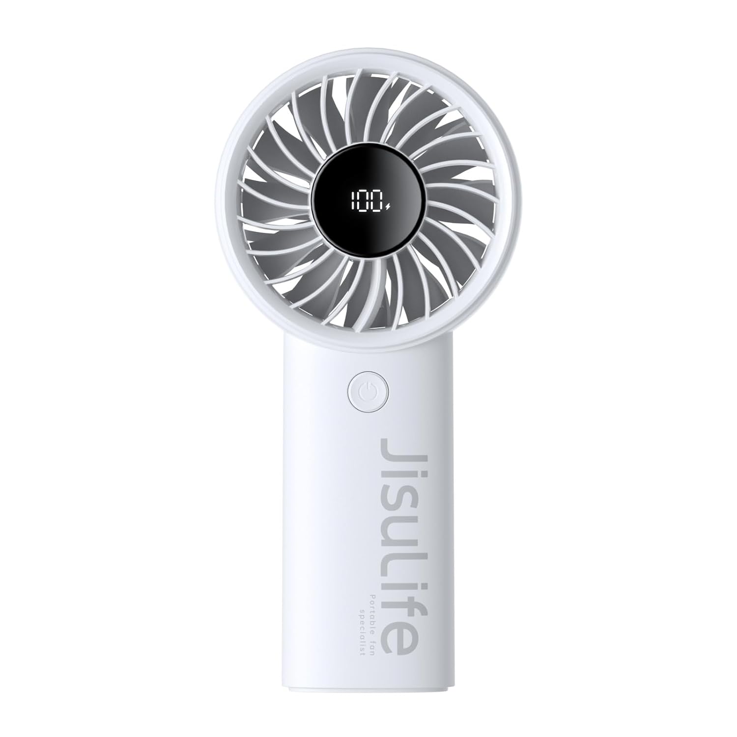 JISULIFE Handheld Fan Life4 with Powerful Motor,LED Display,5000mAh Battery,5 Wind Speeds,Lanyard; USB Rechargeable Hand held Fan; Summer Essentials Portable Fan for Travel,Beach,Makeup,Concerts