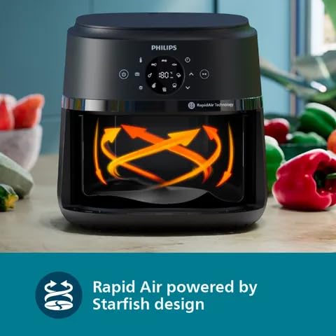 PHILIPS NA221/00 4.2L 1500 Watt Digital Air Fryer with Rapid Air Technology (Black)  NA221/00