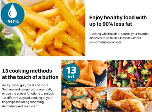 PHILIPS NA221/00 4.2L 1500 Watt Digital Air Fryer with Rapid Air Technology (Black)  NA221/00