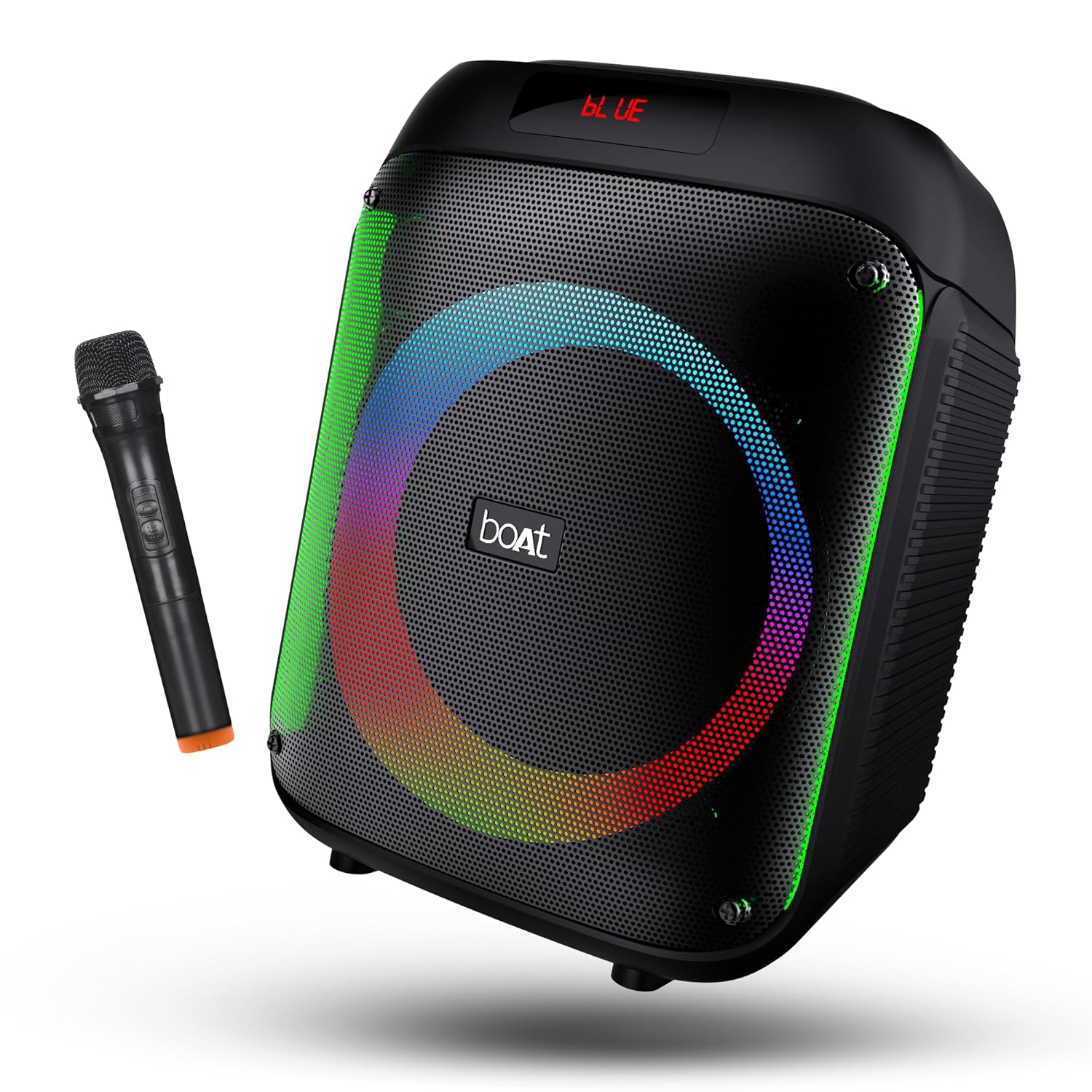 boAt PartyPal 220 Bluetooth Party Speaker w/ 80 W Signature Sound- Karaoke with Mic- RGB LEDs- Up to 6 hrs Playback- BT v5.3- AUX & USB Port- Wireless Mic- Bass & Treble EQs- TWS Mode(Midnight Black)
