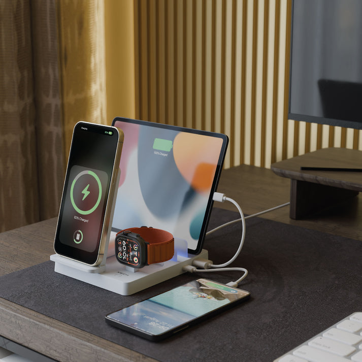#Color_White_Wireless charging station for phone, earbuds, and smartwatch