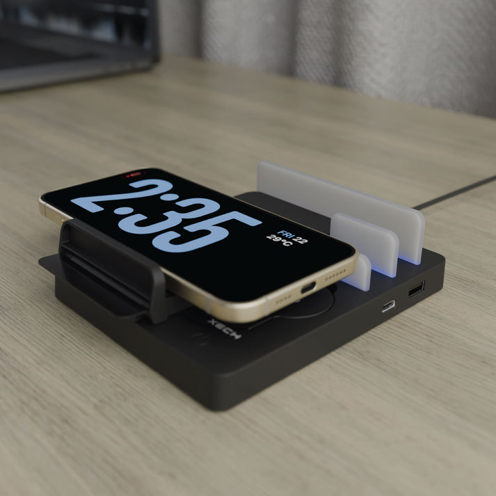 #Color_Black_Wireless charger XECH Powerbase Ultra Black 5-in-1 with USB ports