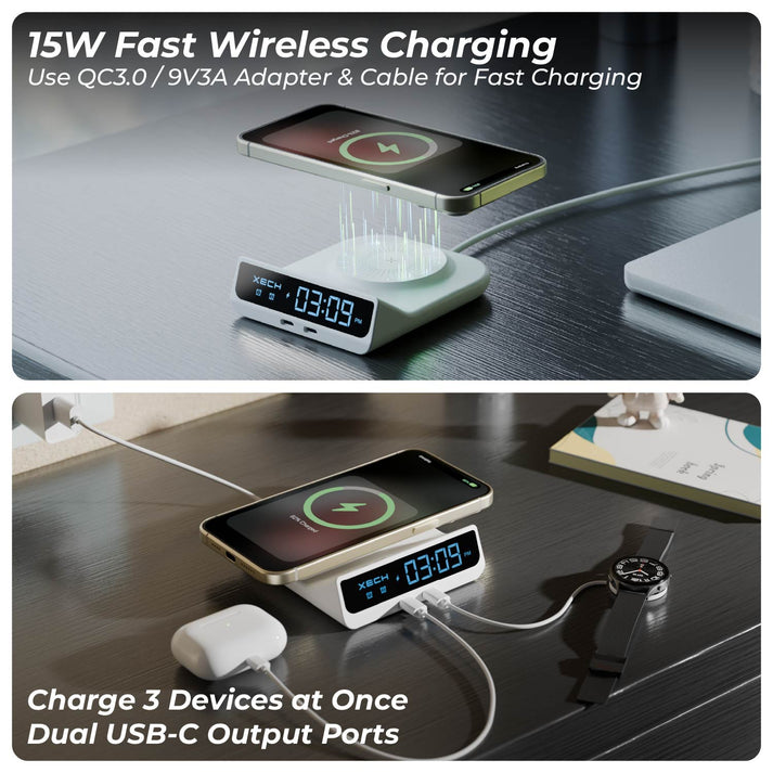 #XECH Quest Neo Wireless Charging Alarm Clock