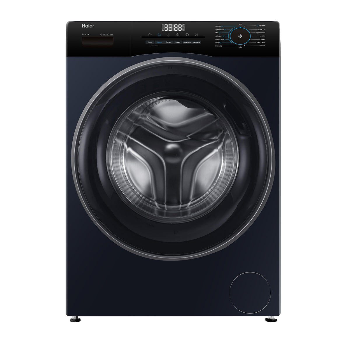 Haier 8 kg Fully Automatic Front Load Washing Machine with In-built Heater Black, Blue  (HW80-IM12929EBK)