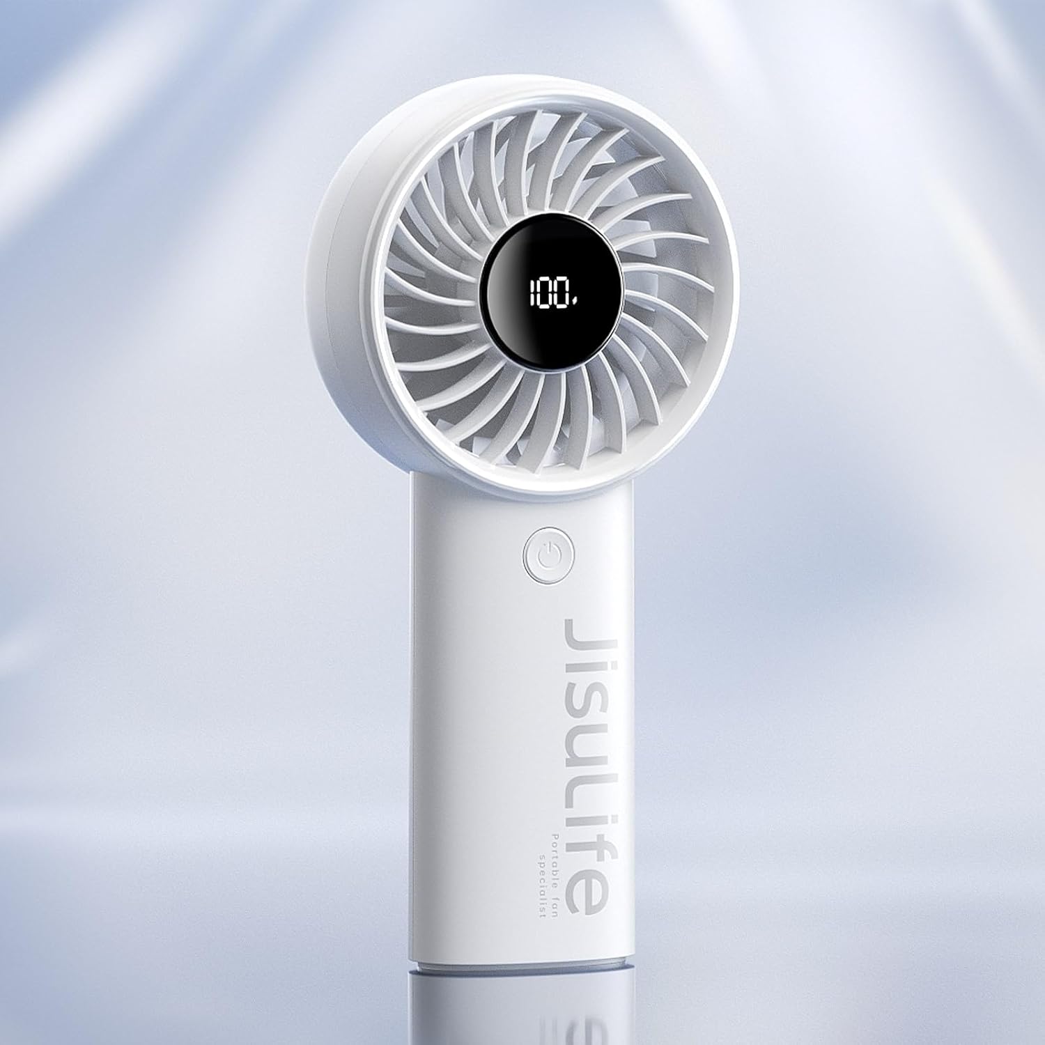 JISULIFE Handheld Fan Life4 with Powerful Motor,LED Display,3600mAh Battery,5 Wind Speeds,Lanyard; USB Rechargeable Hand held Fan; Summer Essentials Portable Fan for Travel,Beach,Makeup,Concerts