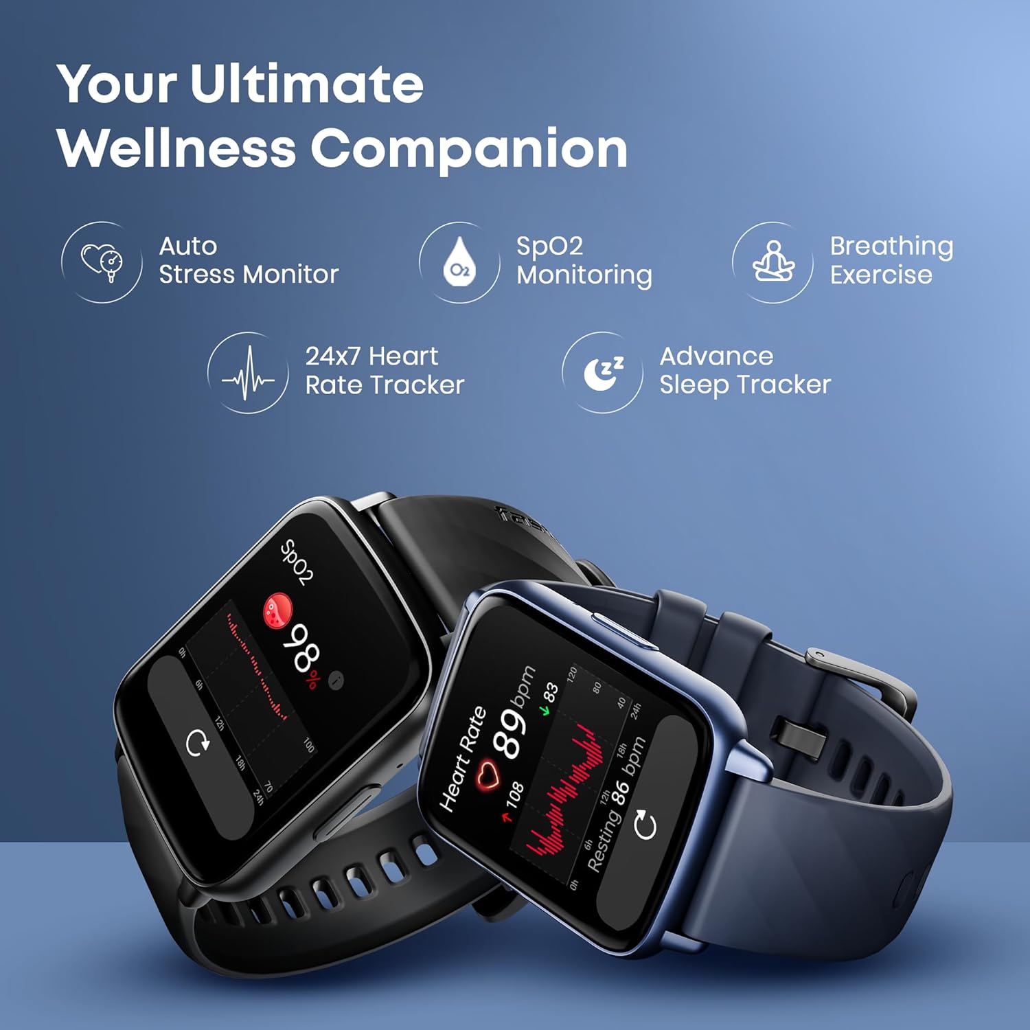 Fastrack Volt S1 Smart Watch for Man and Women Latest with 1.83" Display, Silicone Strap, BT Calling, 100+ Sports Modes, Heart Rate, SpO2, IP68, Ideal Smartwatch for Boys and Girls