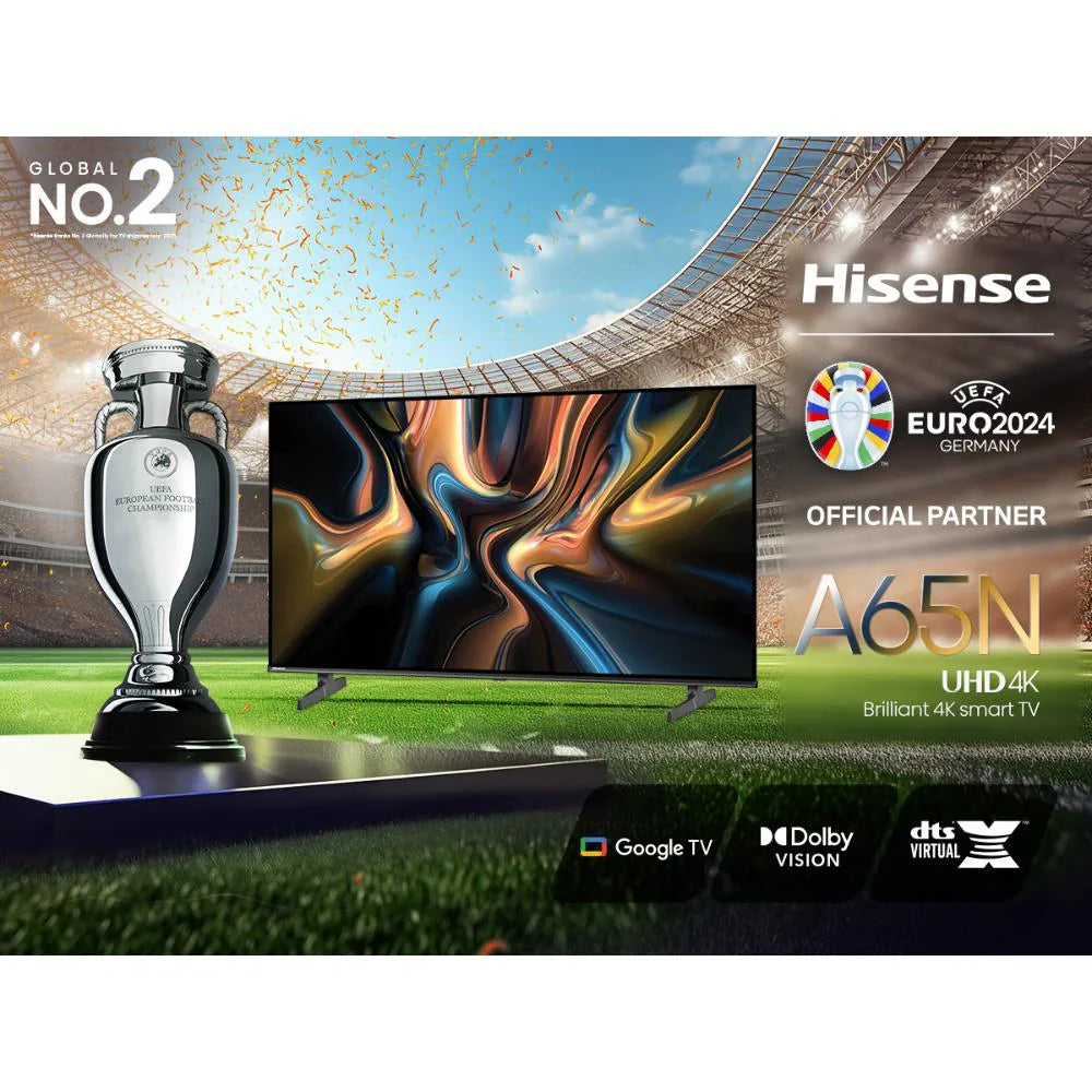 Hisense 139.7 cm (55 inch) Ultra HD (4K) Smart TV, 55A65N, Black With 3 Year Warranty