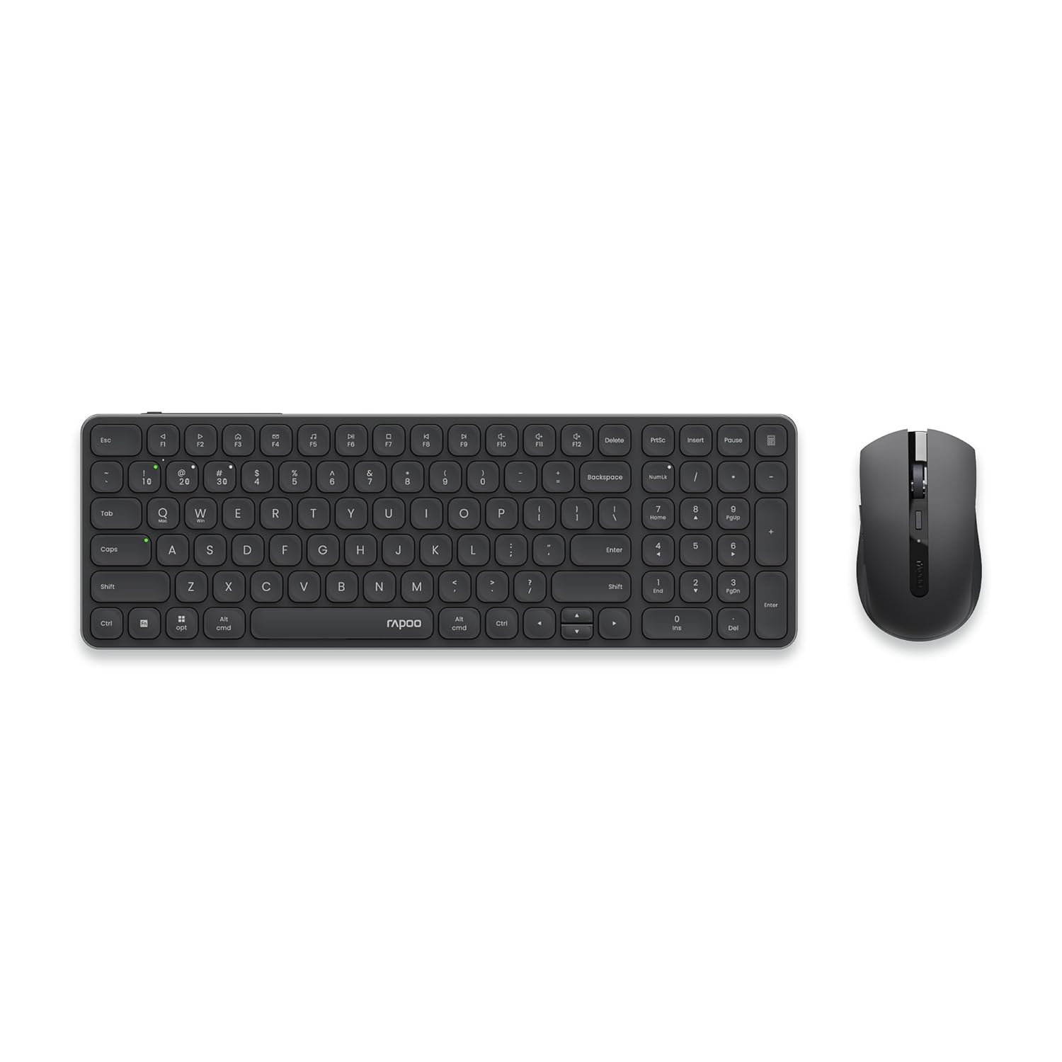 Rapoo 9350S Premium White Wireless Keyboard & Mouse Combo | Bluetooth 4.0/5.0 & 2.4GHz | 99-Key Layout with |Adjustable 800–2400 DPI Mouse | Aluminum Alloy | Long Battery Life