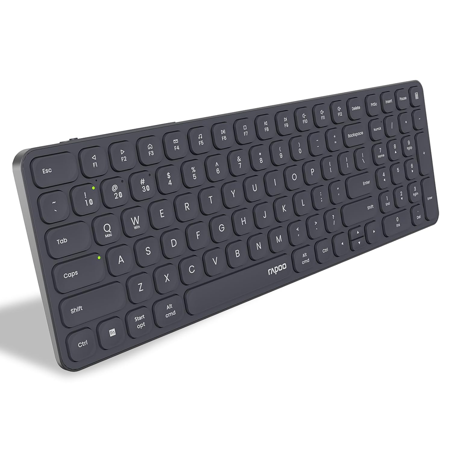 Rapoo E9350L Bluetooth Wireless Multi-Device Keyboard(4 Devices), Numpad, Led Indicators, Ultra-Thin, Ergonomic, Compatible with Windows, iOS, Android, Tablets, Smartphones - 3-Year Warranty