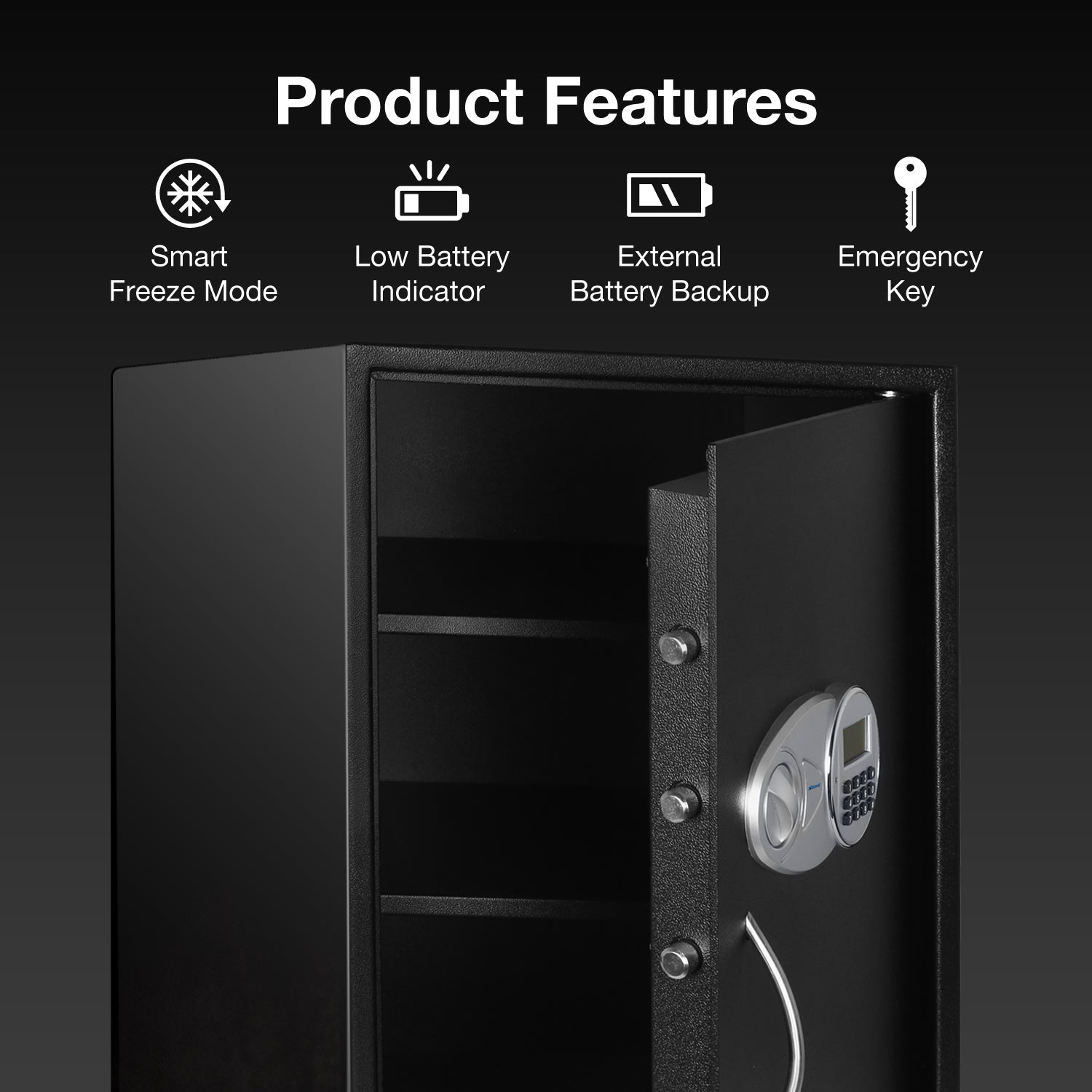 Black  Ozone 95.4 Litres Digital Safe Locker