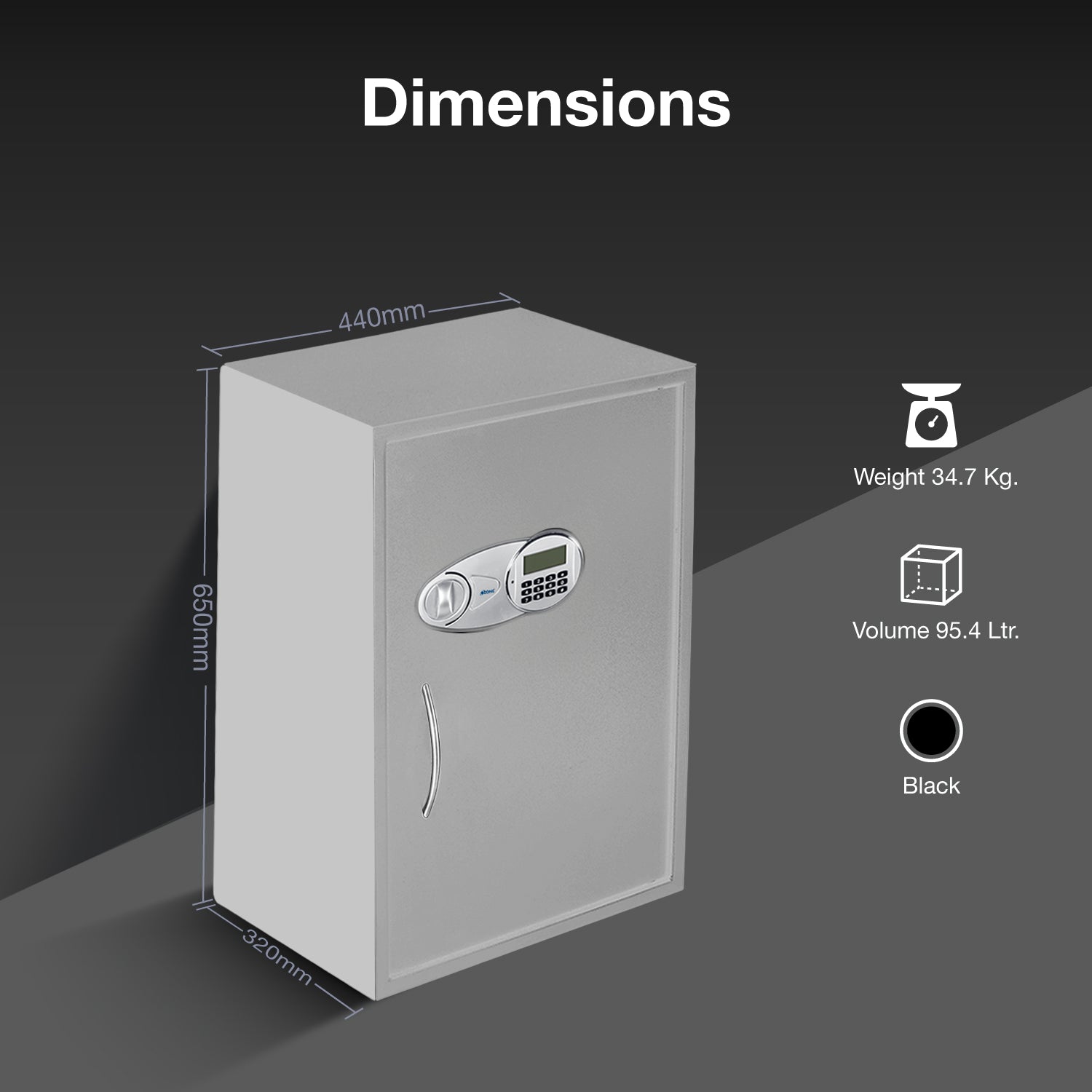 Grey Ozone 95.4 Litres Digital Safe Locker