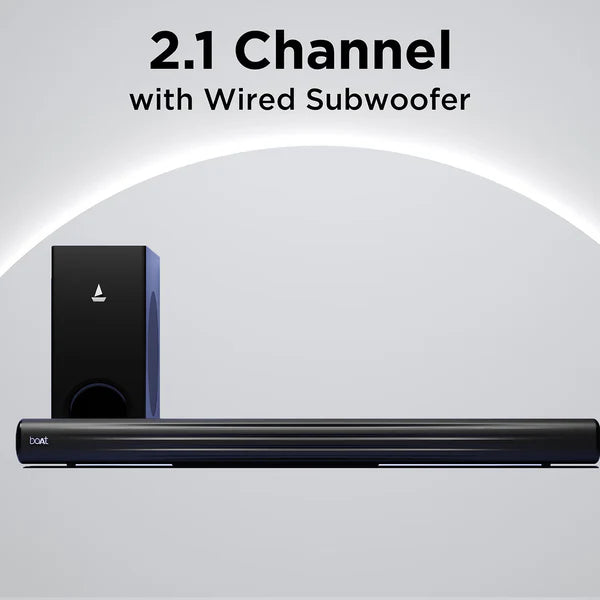 boAt Aavante Bar Aroha 2.1 Channel Sound bar, 100 Watts, Multiple entertainment EQ modes (Jade Black)