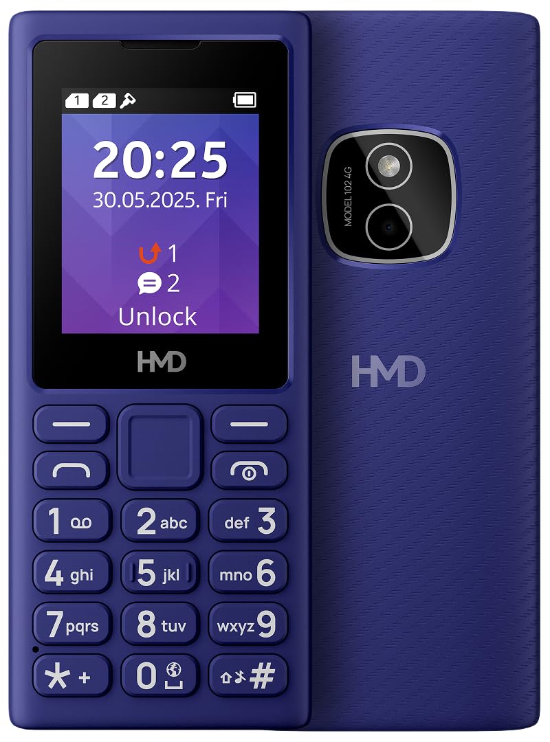 HMD 102 4G Feature Phone | Dual SIM, YouTube, Facebook, Type-C Charging, Rear Camera