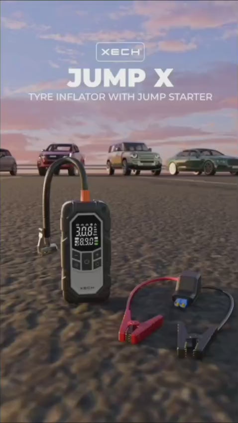 XECH Heavy Duty Jump Starter with Cordless Tyre Inflator | 800A Peak Jump Starter for 4.0L Petrol & 2.0L Diesel Cars | 150 PSI Car & Bikes Pump | Portable Air Compressor with Light (JumpX)