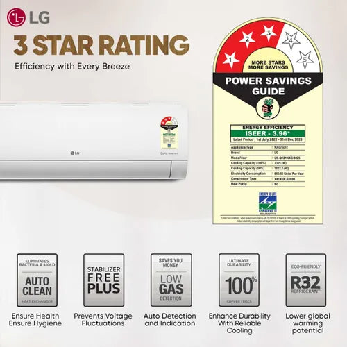 LG 1.5 Ton 3 Star AI+ DUAL Inverter Split AC | Copper | Smart Energy Manager | Wi-Fi | VIRAAT Mode | AI Convertible 6 in 1 | Faster Cooling | Energy Saving (US-Q18CWXE- White) 2025 Model