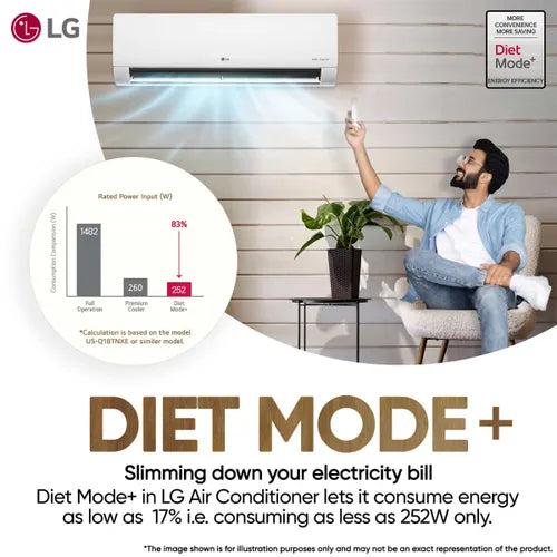 LG 2 Ton 3 Star DUAL Inverter Split AC (Copper- AI Convertible 6-in-1- Diet Mode+- Faster Cooling & Energy Saving- 4 Way Swing- HD Filter with Anti-Virus Protection- US-Q24ENXE- White)