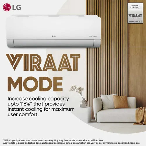 LG 2 Ton 3 Star DUAL Inverter Split AC (Copper- AI Convertible 6-in-1- Diet Mode+- Faster Cooling & Energy Saving- 4 Way Swing- HD Filter with Anti-Virus Protection- US-Q24ENXE- White)