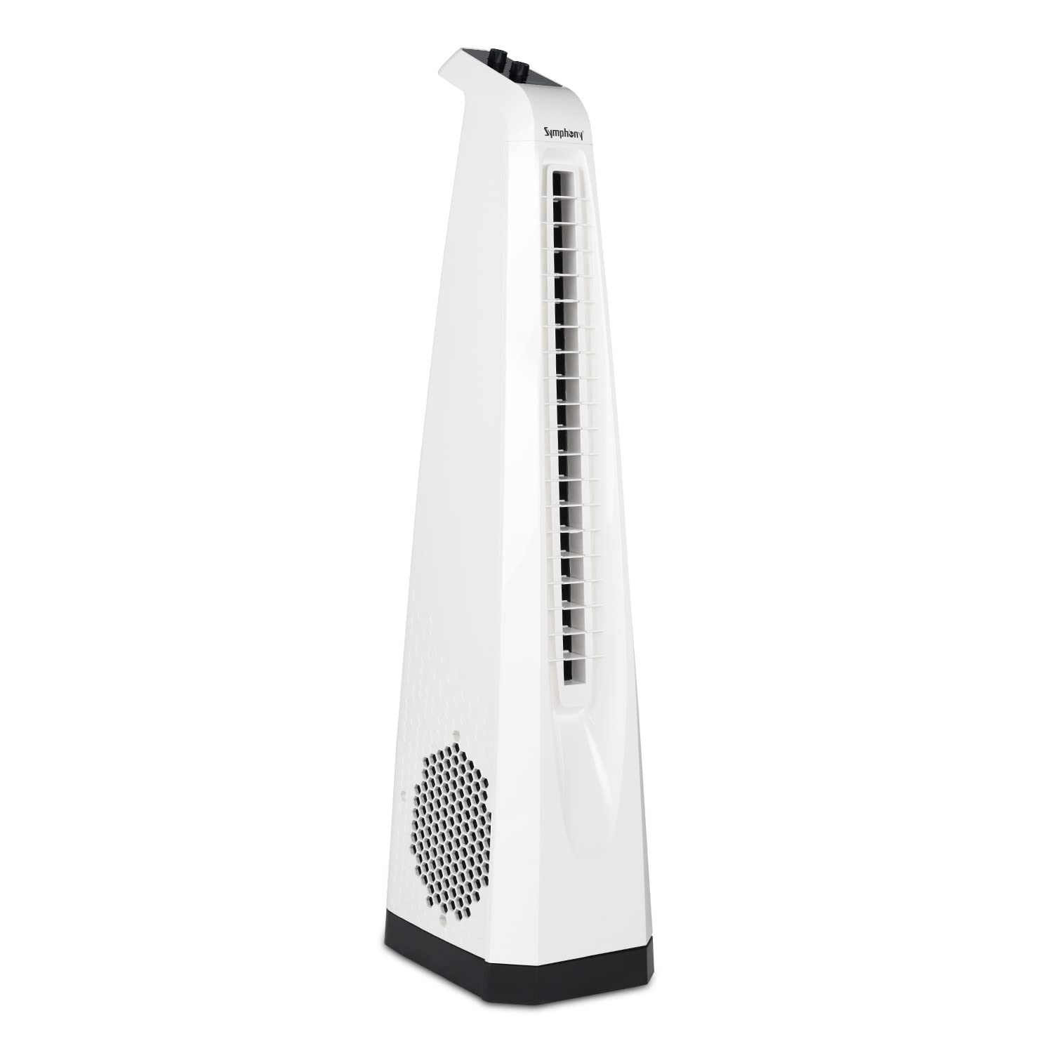 Symphony Surround High Speed Bladeless Technology Tower Fan for Home With Swivel Action- Dust Filter- and Low Power Consumption (White)