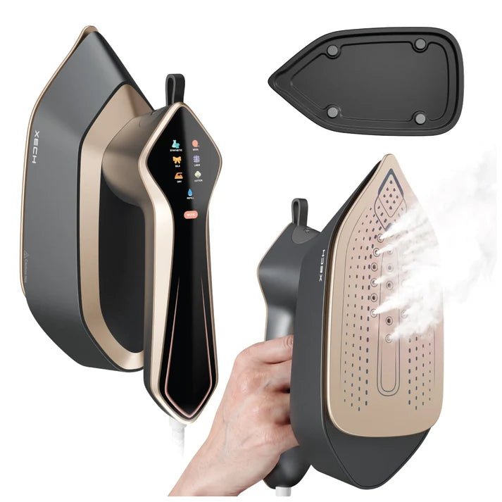 XECH Imperia Garment Steamer with steam output, ergonomic design, and detachable base for easy use.