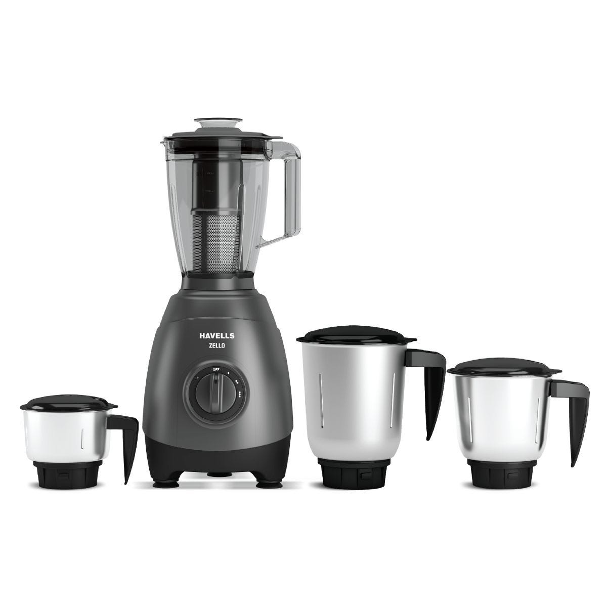 クレアー Havells Zello 750W Grey 4 Jar Mixer Grinder | Navin Mart
